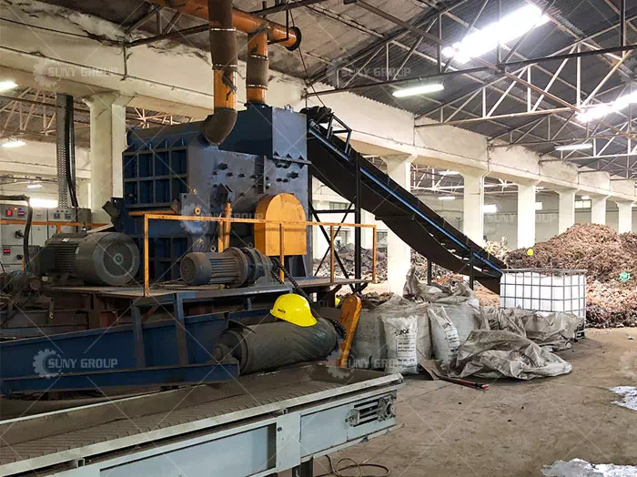 Indian customer waste motor stator crushing and recycling production line